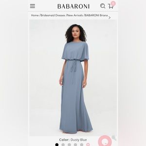 Babaroni I Briana Chiffon full length bridesmaids dress with wrap in dusty blue